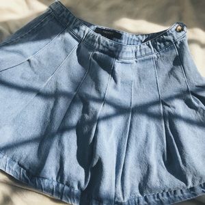 blue denim mini skirt